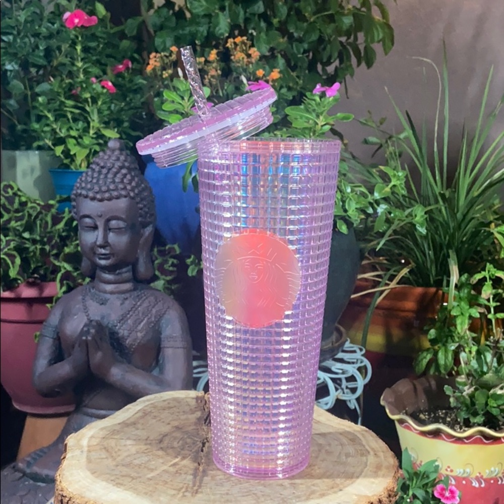 New Starbucks Dichroic Disco Pink Grid Venti Tumbler / Cold Cup